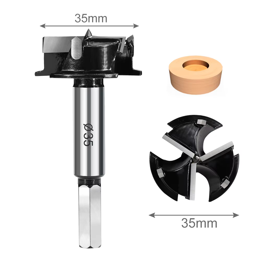 CMCP 1pc 35mm Forstner foret charnière alésage foret trou scie Cutter tige ronde carbure pointe outi