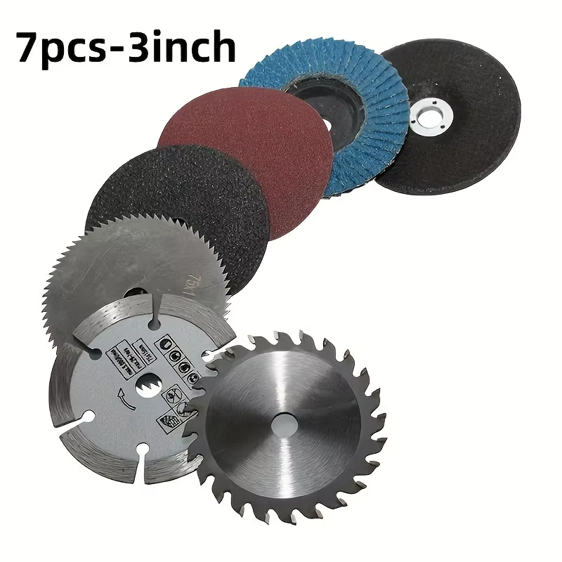 Jeu de lames de scie circulaire Procut3 pouces, 7 pièces, avec disque de meulage de 75mm, Structure 