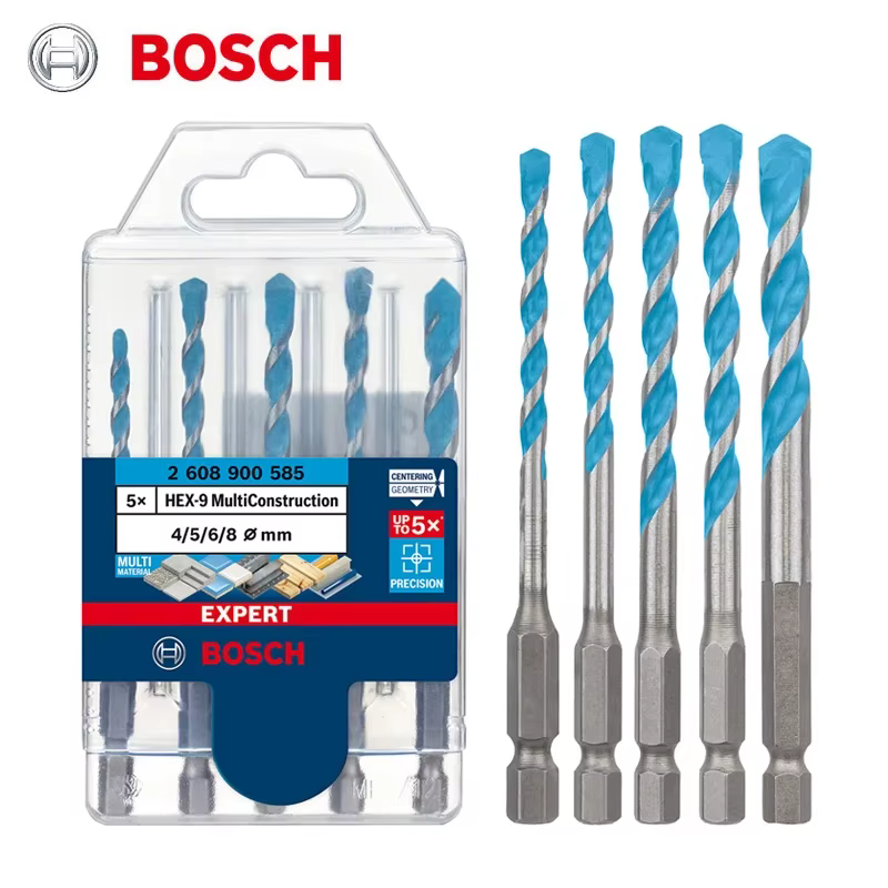 Bosch 2608900585 Perceuse à torsion hexagonale 4/5/6/6/8mm, 5 pièces, pour carrelage, bois/verre/c
