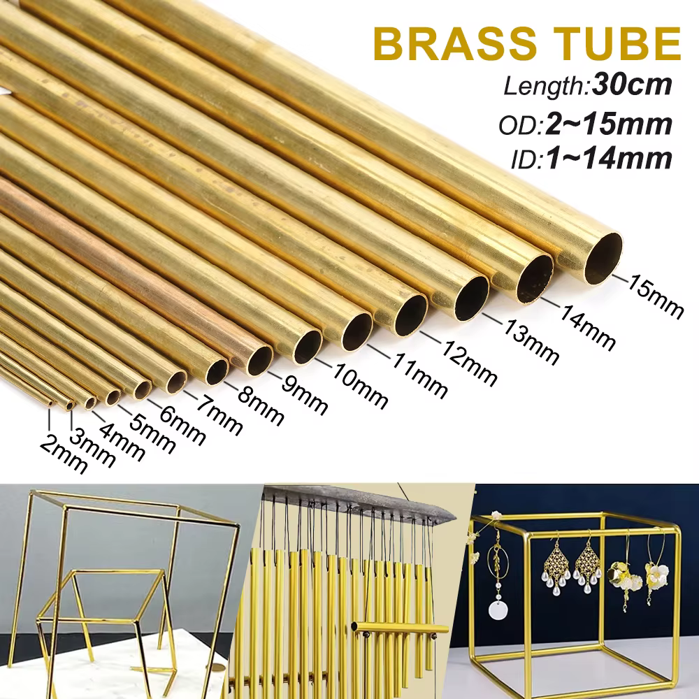 Tubes en laiton bricolage tuyau rond diamètre 2/3/4/5/6/7/8/9/10/12mm longueur 300mm de Long 0.5mm m