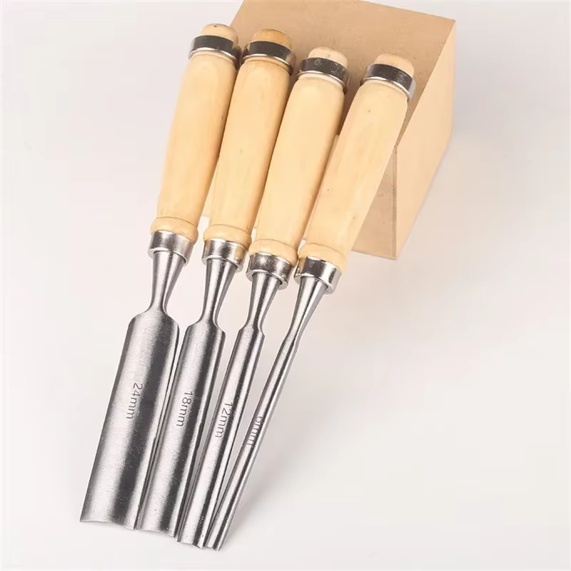 Ciseaux professionnels pour la sculpture sur bois, ensemble de 4 pièces 6/12/18/24 mm, ciseaux plats