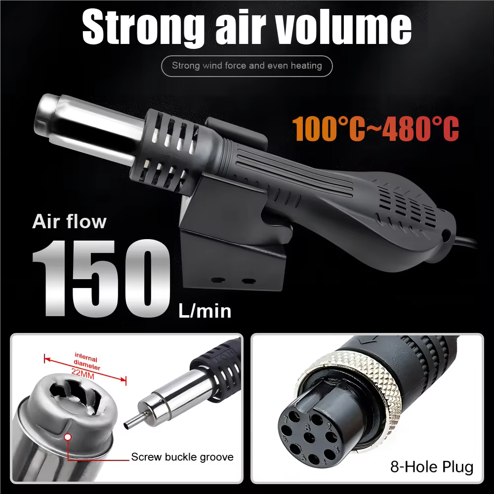 JCD 750W pistolet thermique affichage numérique Micro Station de soudage de retouche pistolet à Air 