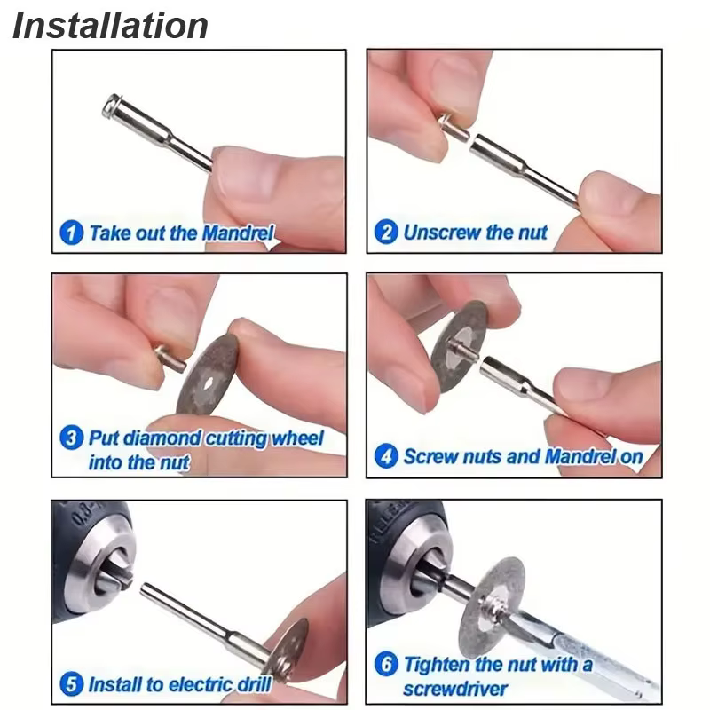 Lame de diamant, disque coupé, roue, scie circulaire, outil rotatif, Mini perceuse, bois, pierre, pl