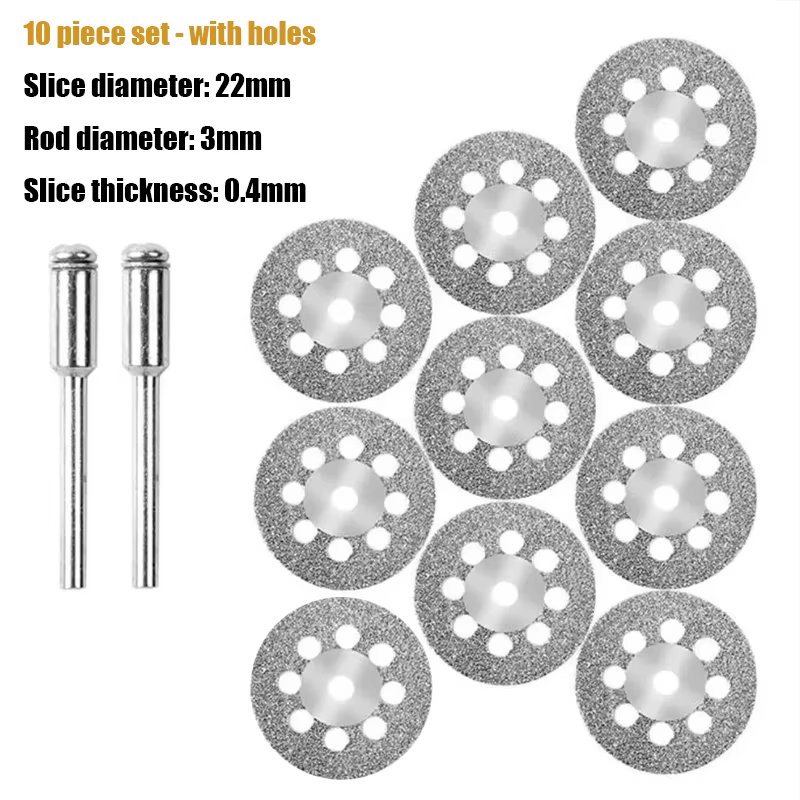 Disque de coupe diamant 22mm, mandrin de meule de 3mm pour outil rotatif de coupe du métal, pièces d