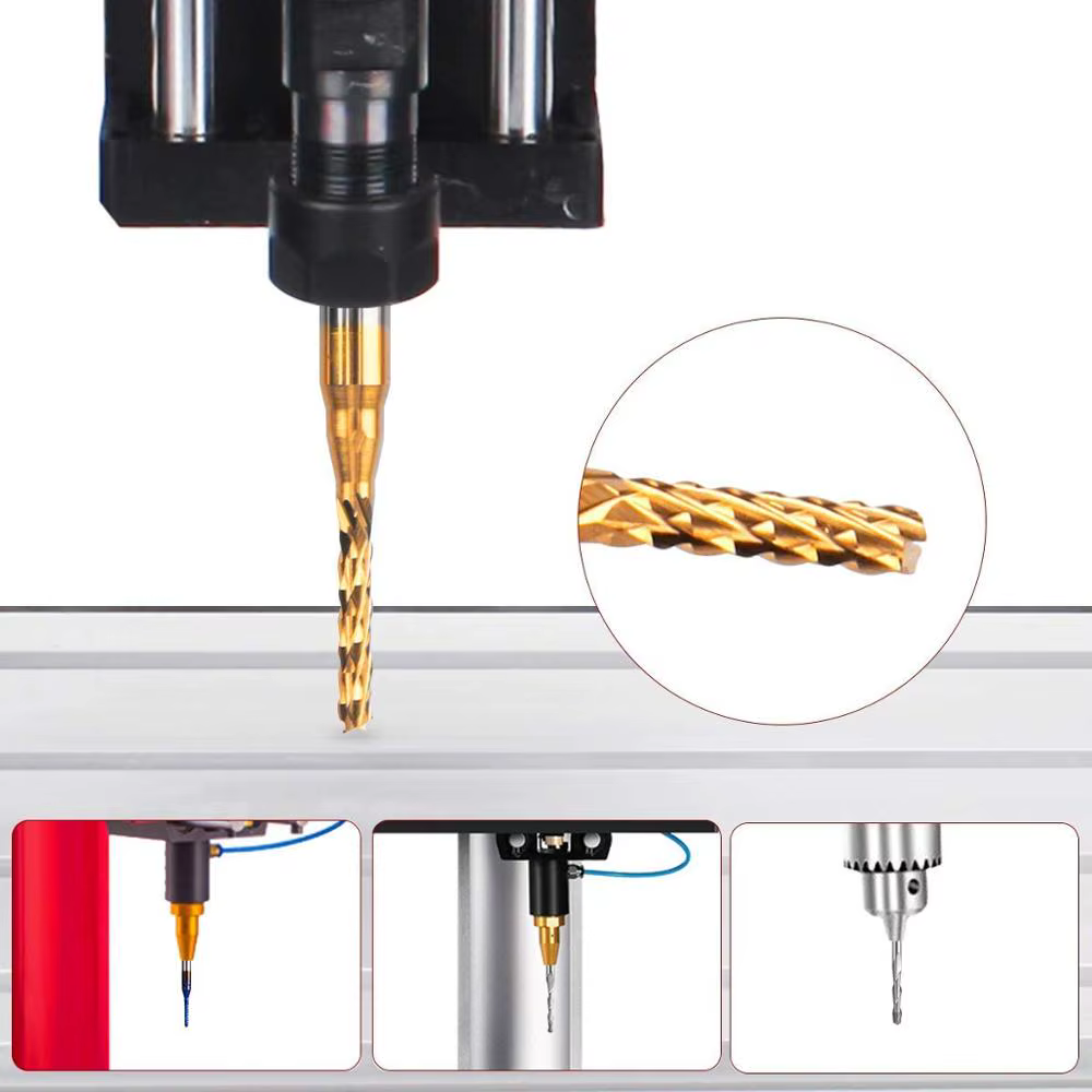 Twotrees fraise en bout jeu d'embouts de gravure Nano bleu enduit CNC routeur Bits coupe fraise 1/8