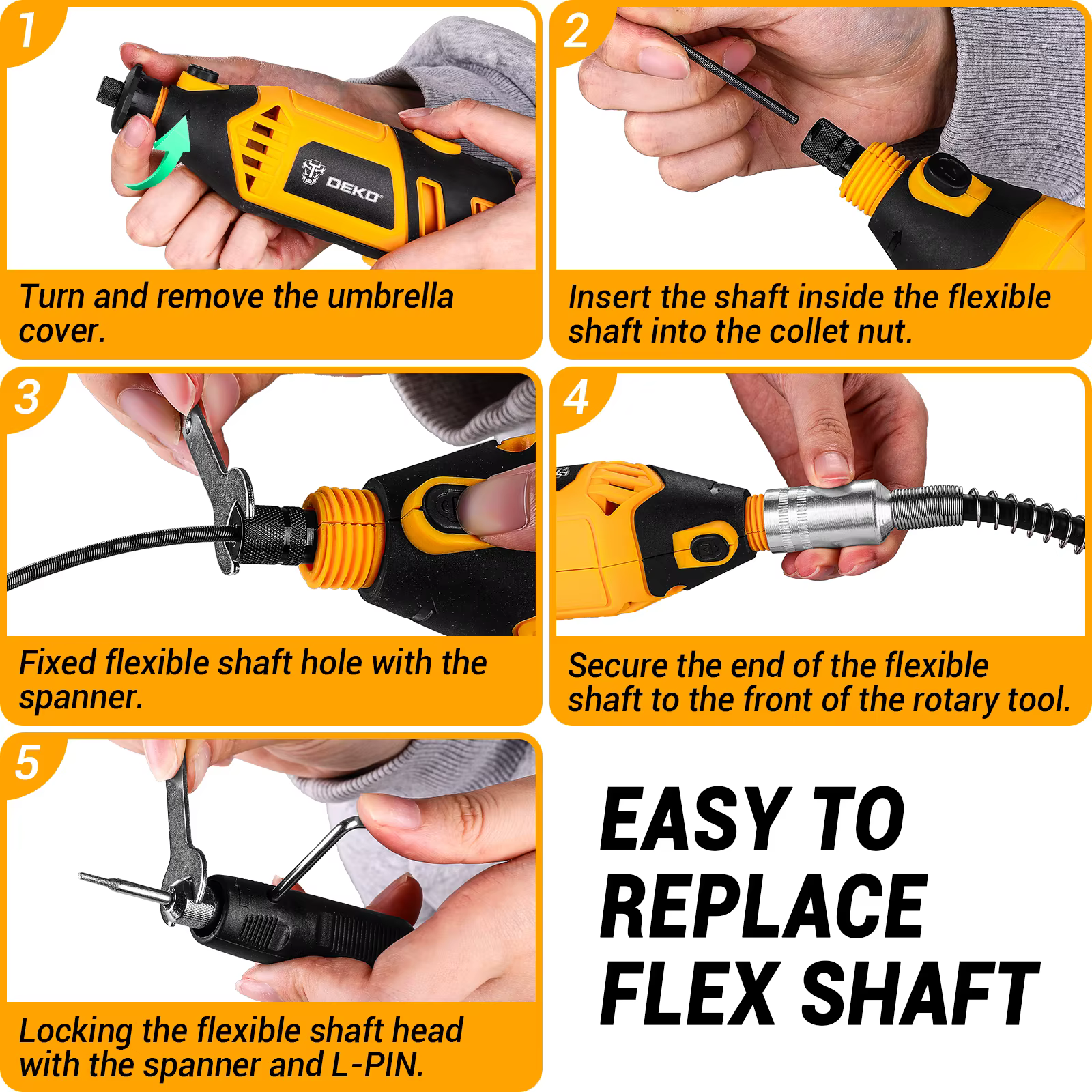 DEKO Kit d'outils rotatifs outils rotatifs manuels électriques Mini pour bois/métal, meuleuse électr
