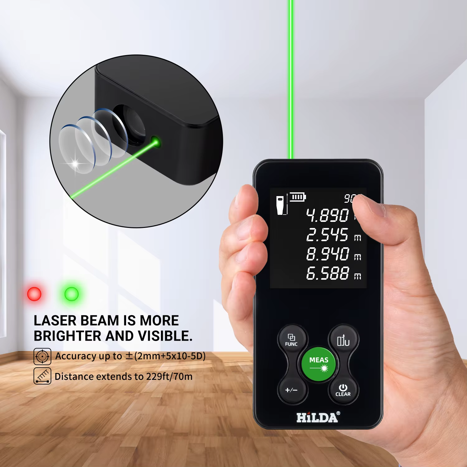 HILDA 50/100/120M télémètre Laser lumière rouge/verte Distance Laser bande numérique mesure Laser d'