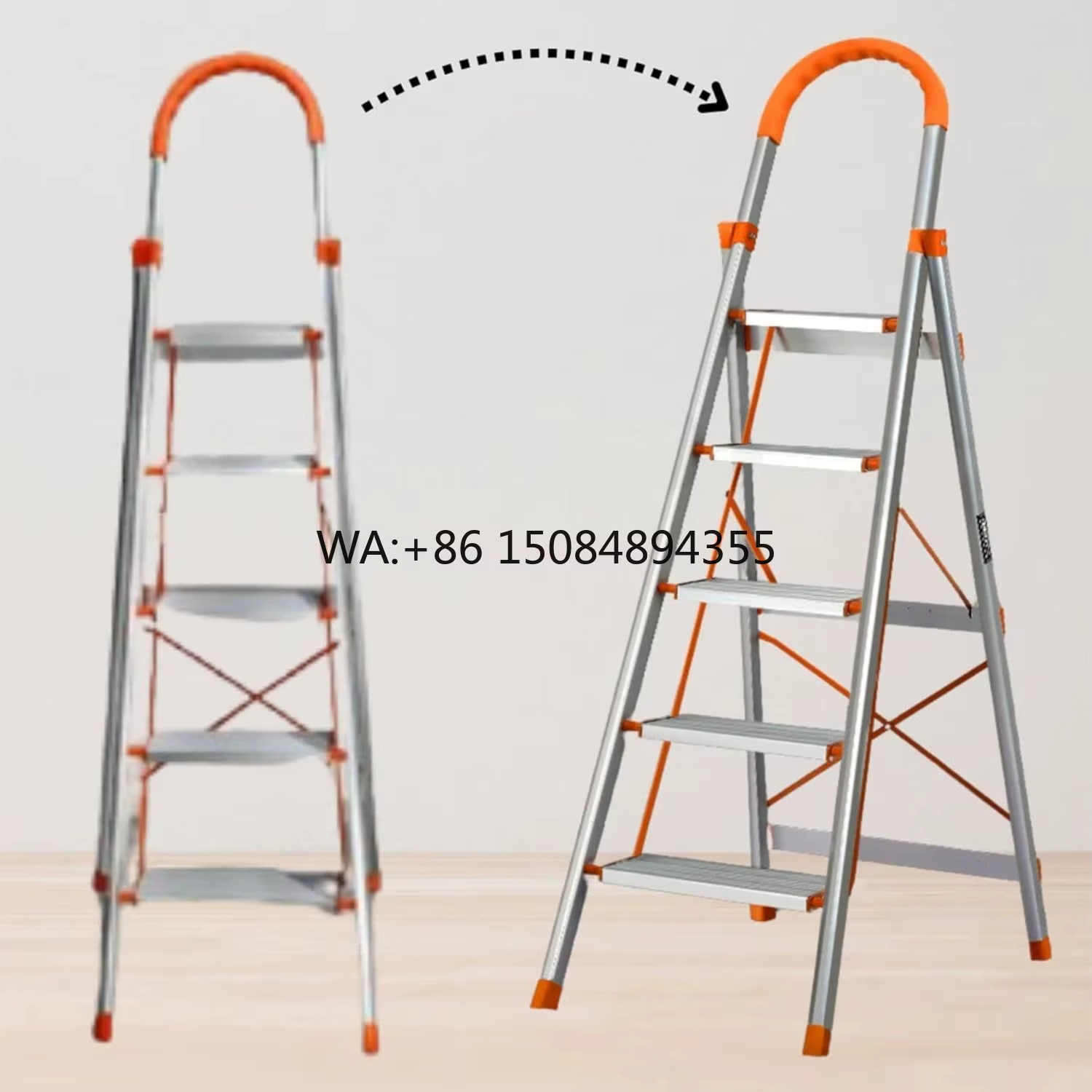 Échelle en aluminium à 5 marches - Échelle pliante multi-usages, hauteur extensible de 175 cm, légèr
