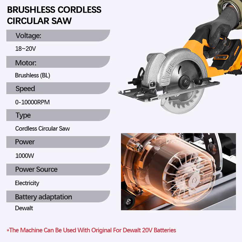 Scie circulaire électrique sans balais Electric Goddess 5 pouces ﻿ Pour batterie Dewalt 20V ﻿ Outil 