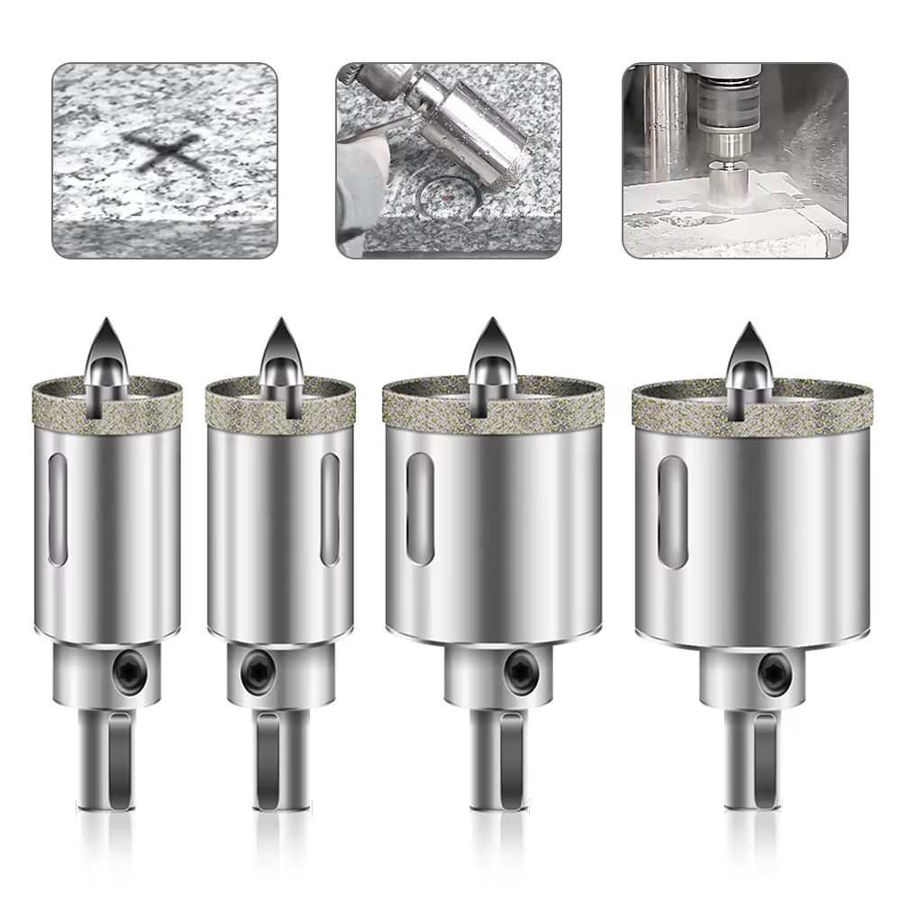 Embout de scie cloche diamant 16-85mm, avec positionnement triangulaire, pilote pour verre, porcelai