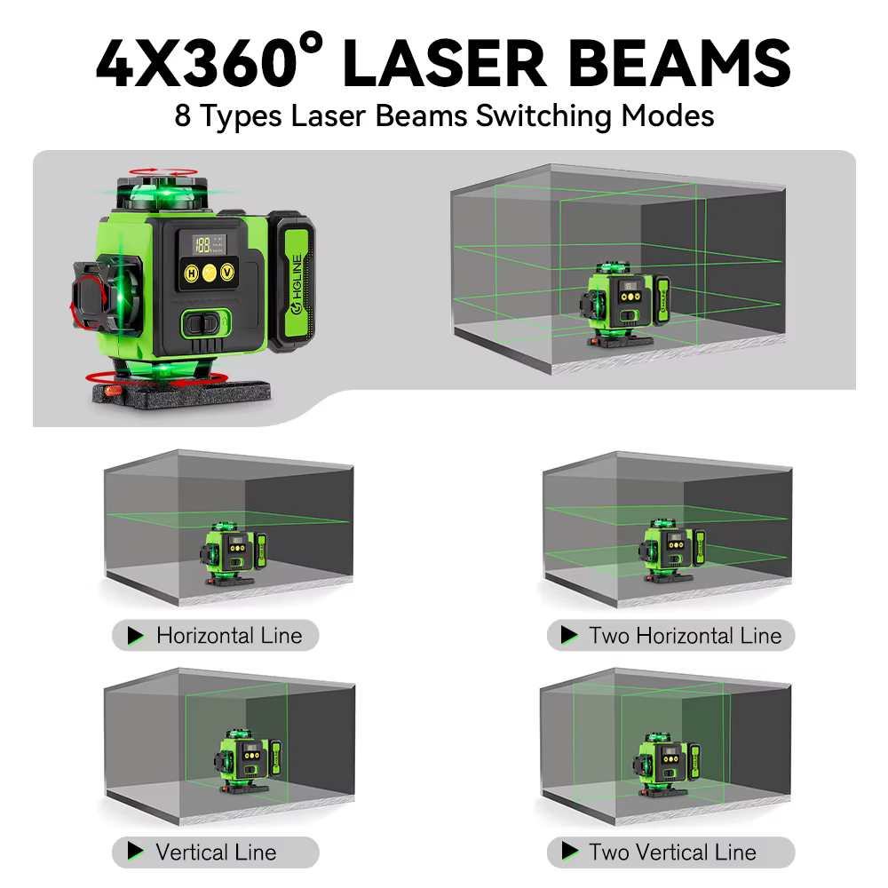 HGLINE 16 lignes niveau Laser APP télécommande niveaux horizontaux verticaux affichage de puissance