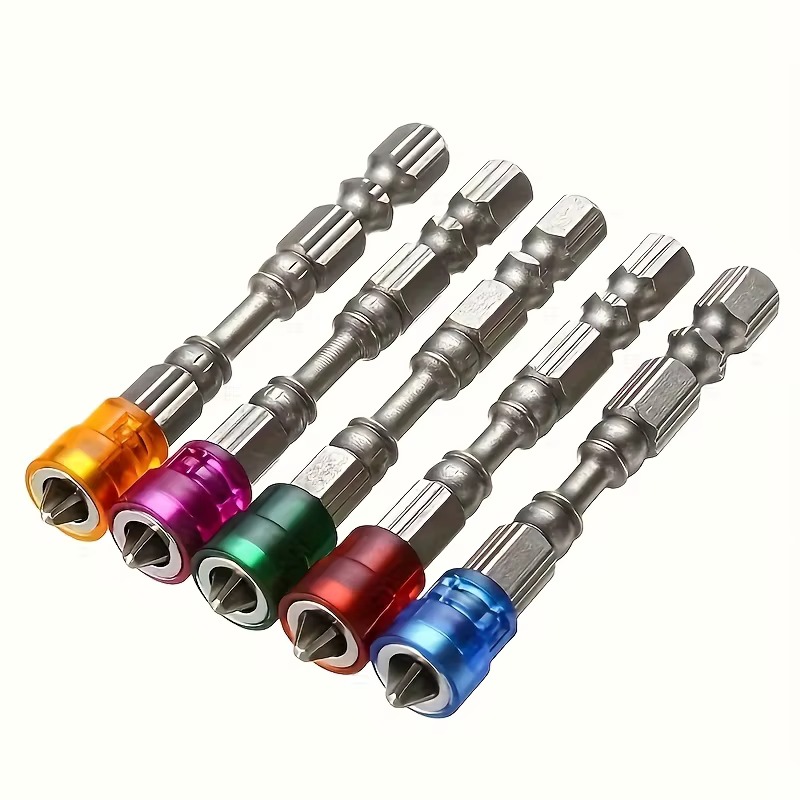 Embouts de perçage magnétiques, 5 pièces en acier S2 de 65 mm, tige hexagonale de 1/4 pouces, qualit