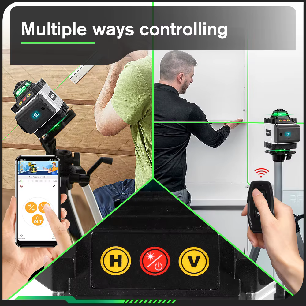 Niveau laser professionnel HGLINE 16 lignes avec télécommande APP à nivellement automatique 360 °   