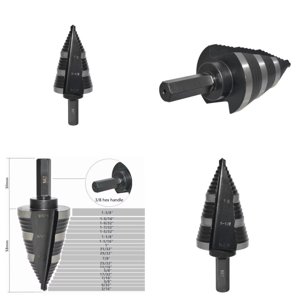 Foret conique 652F, tige hexagonale 3/8 pouces, 7/8 à 1-3/8 pouces, pour métaux, acier inoxydable pl