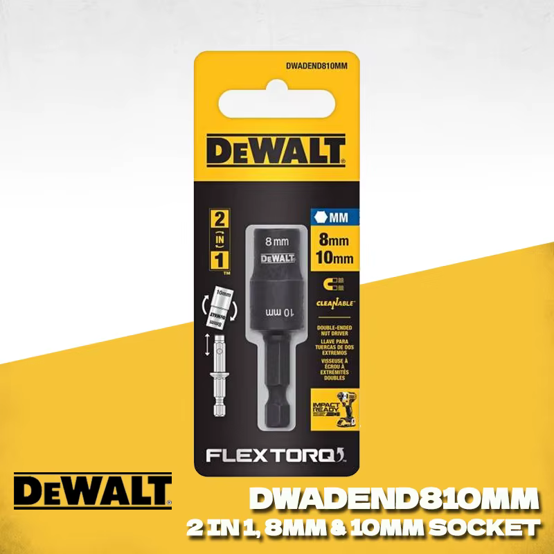 DEWALT DWADEND810MM FLEXTORQ 2 en 1, douille de 8/10 MM, pilote d'écrou à Double extrémité, Extensio