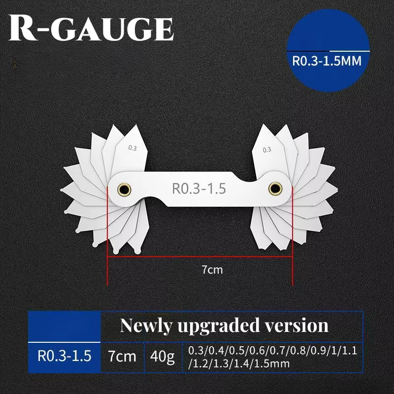 Jauge de rayon de haute précision R0.3-1.5/R1-7/R7.5-15/R15.5-25/R25-50/R52-100/R26-80mm, outil de m