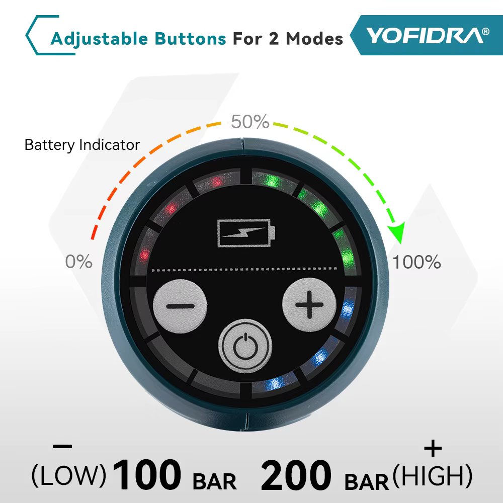 Nettoyeur haute pression sans fil YOFIDRA 200 bars, pistolet à eau pour voiture + seau, nettoyeur de