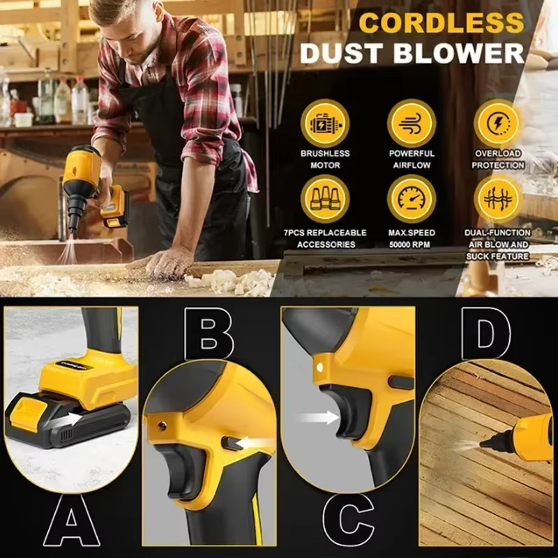 Dewalt – souffleur d'air sans fil, Machine d'époussetage sans balais, gonfleur de poussière électriq