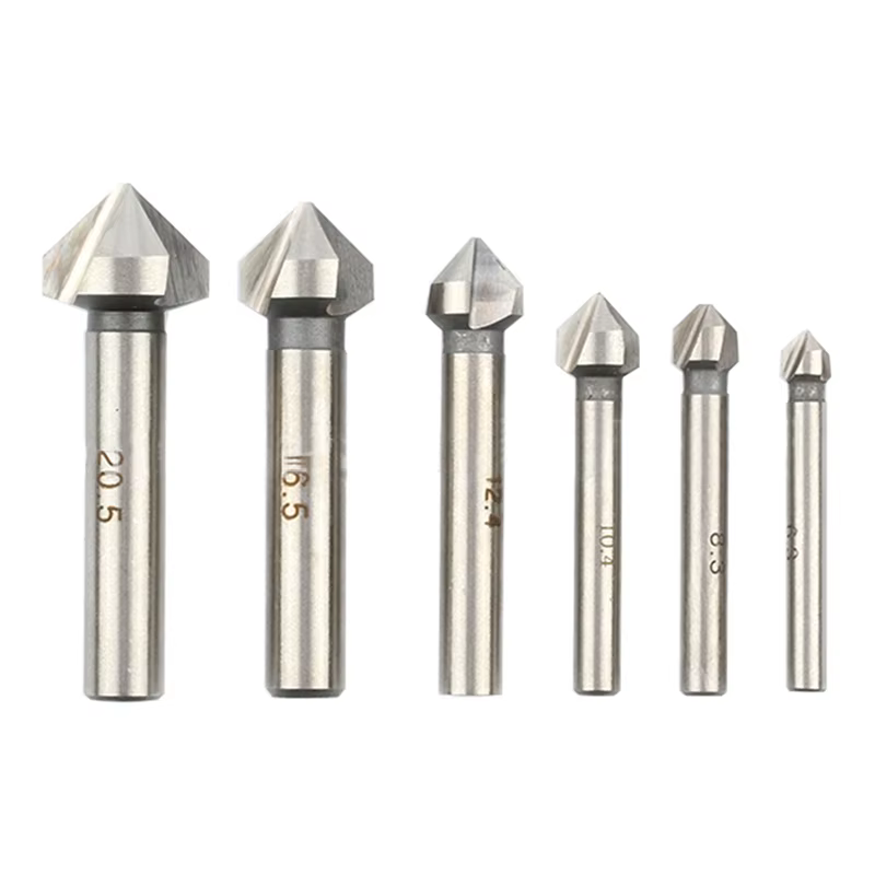 6 pièces 3 cannelures 90 degrés HSS chanfreinage fraise à bois fraise fraise foret ouvre-trou ensemb
