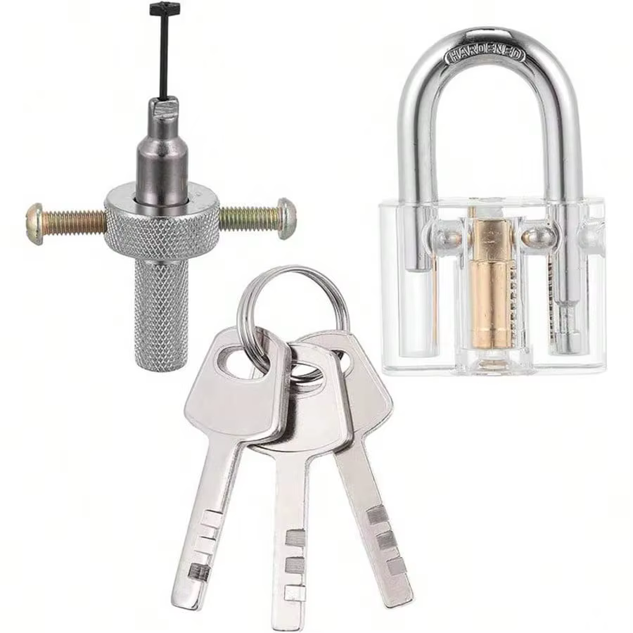Kit de formation professionnel pour serruriers, cadenas transparent avec outil de crochetage 2-en-1 