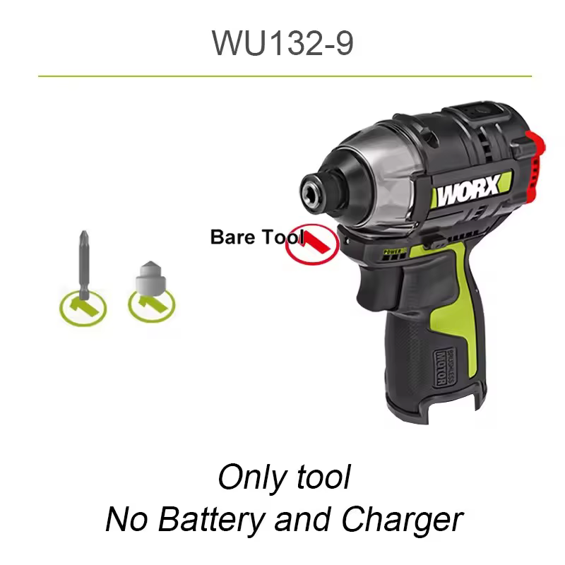 Worx WU132X WU132 tournevis à percussion sans fil 320W 160Nm 12V moteur sans brosse avec couple régl