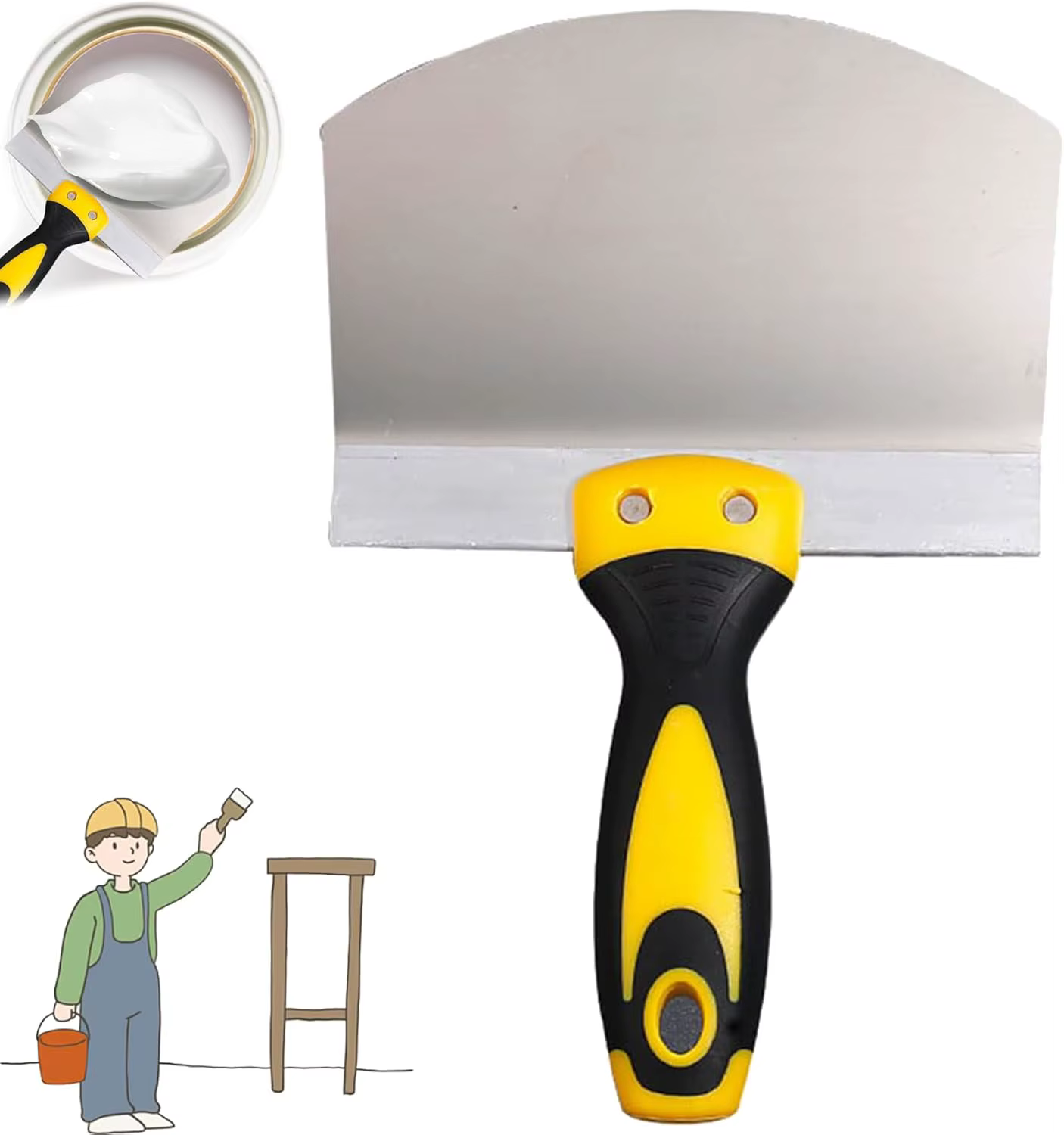 Couteau à mastic en acier inoxydable, grattoir, spatule de remplissage de peinture, outil de peintre