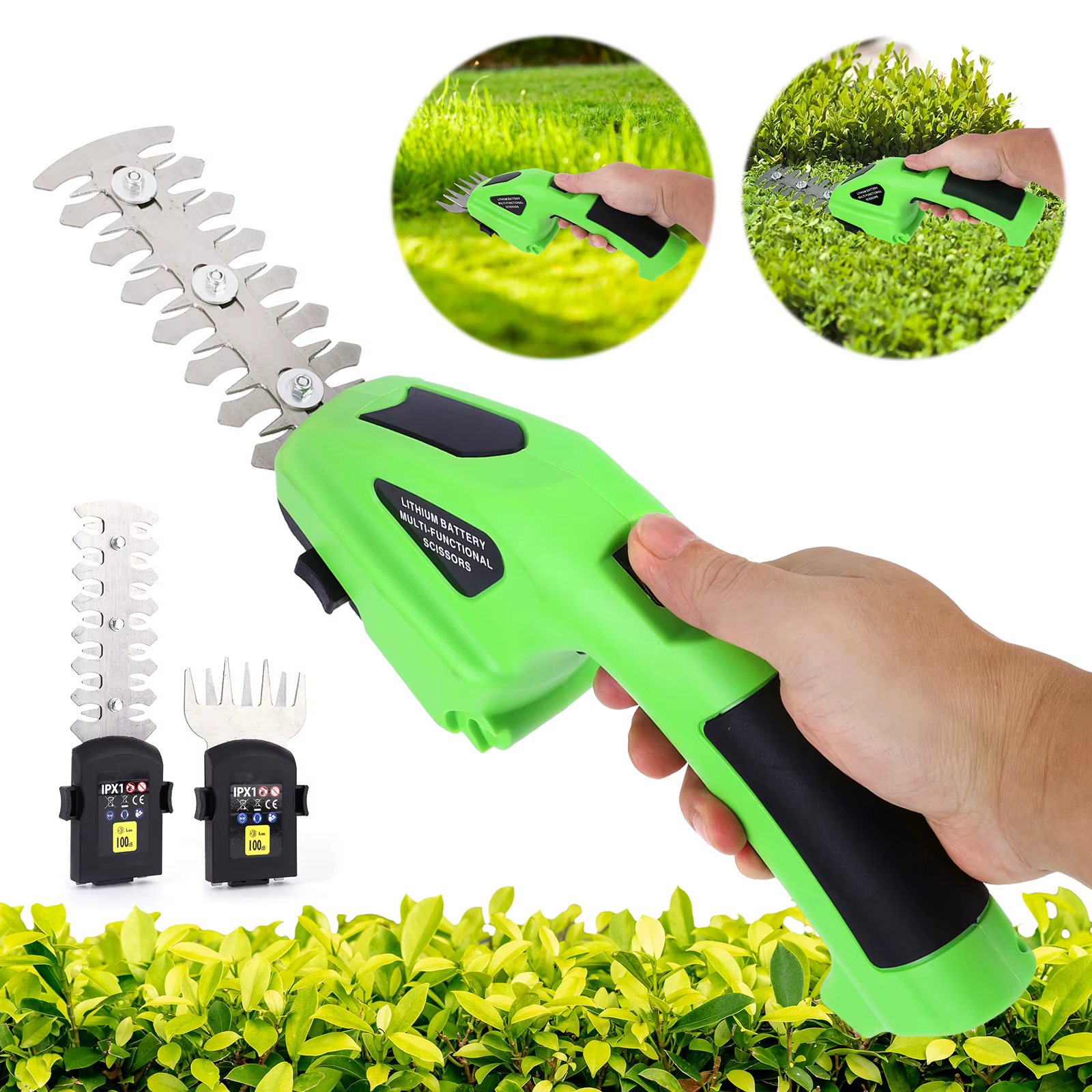Taille-haie électrique sans fil 2 en 1, léger et portatif, coupe-herbe, coupe-arbustes, pour jardin,