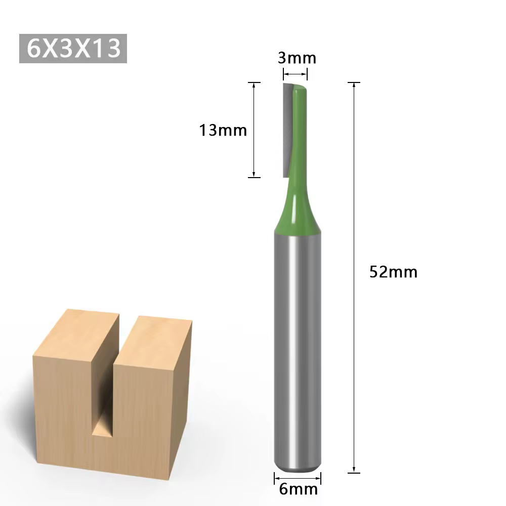 Fraise droite à double denture de 1/4'' (6 mm) pour le bois, fraise à bois en carbure de tungstène d