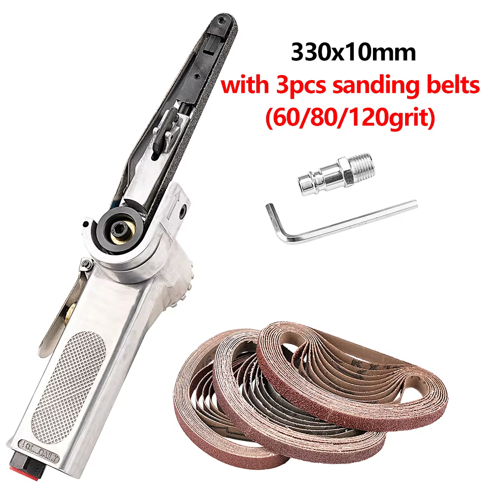 SIFANG-Lixadeira à bande pneumatique, ensemble de 3 bandes abrasives, compresseur d'air, meulage, po