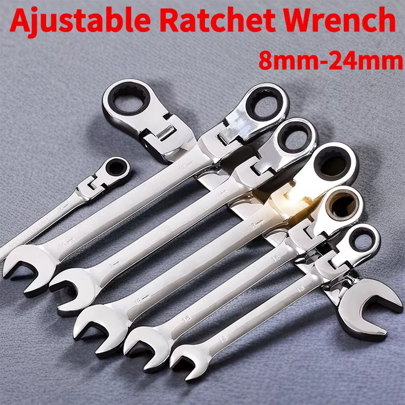 Clé à cliquet multifonctionnelle pour activités de 8 à 24 mm – Clé réglable à double usage flexible 
