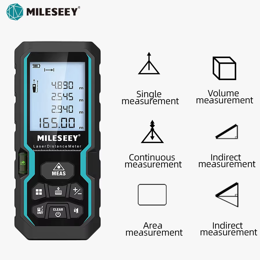MILESEEY metre laser, telemetres laser, IP54 Mètre ruban laser 40M 60M 80M 100M , règle électronique