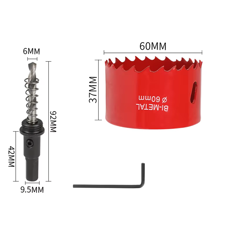Scie cloche bimétallique rouge de grande taille (60-100 mm) HSS pour le bois, le métal, le plastique