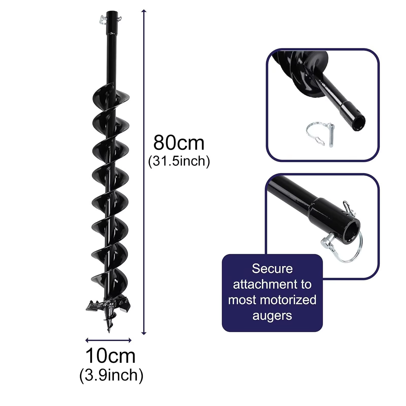 Perceuse de jardin à tarière avec boulon de sécurité et adaptateur, perceuse de terre de 800 mm pour