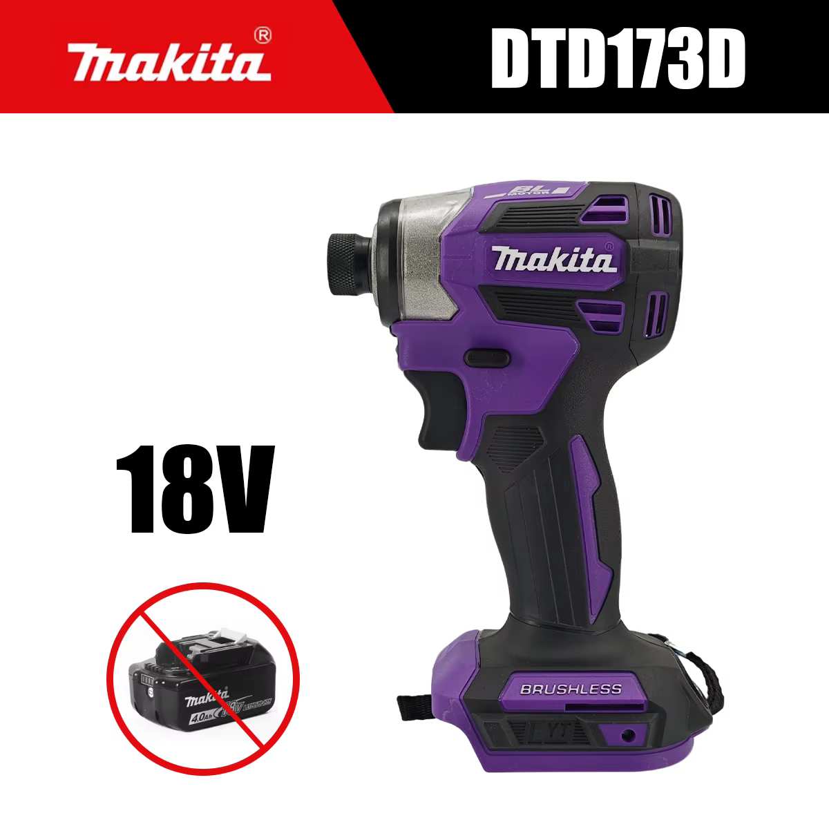 Perceuse-visseuse électrique sans fil Makita DTD173 violette, compacte et rechargeable, pour les tra
