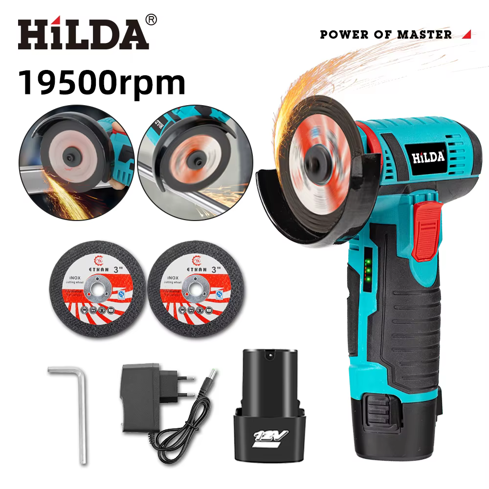 HILDA 3 pouces Mini meuleuse d'angle 12v outil électrique sans fil pour couper le polissage et le me