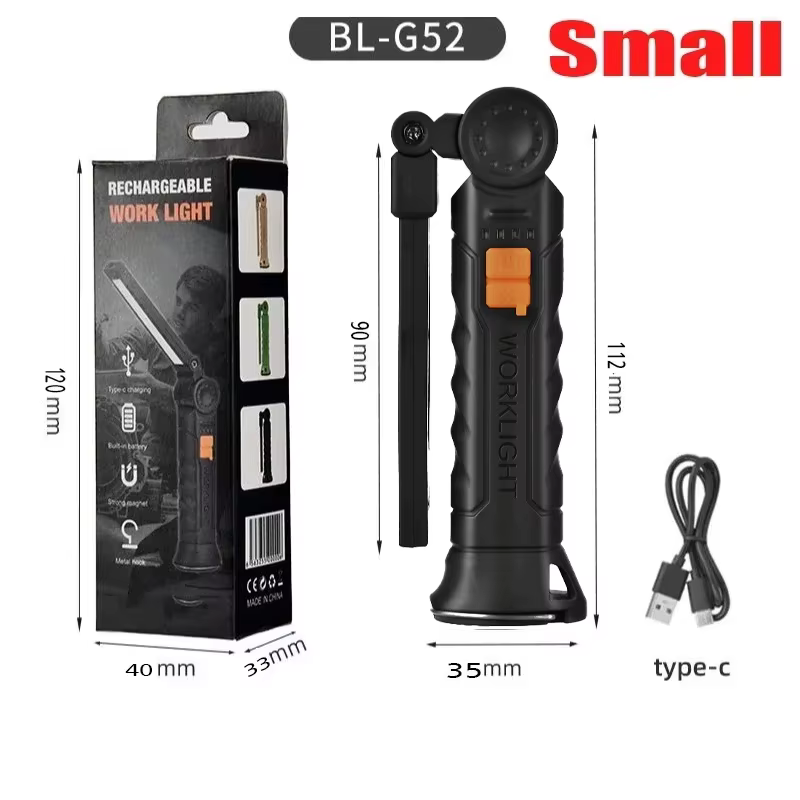 Lampe de travail rotative multifonctionnelle, lampes de poche rechargeables USB avec crochet magnéti