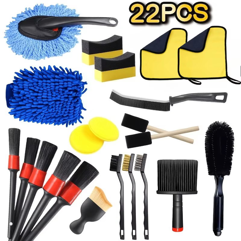 Kit d'outils de nettoyage de voiture, comprenant des brosses de nettoyage, des outils d'entretien de