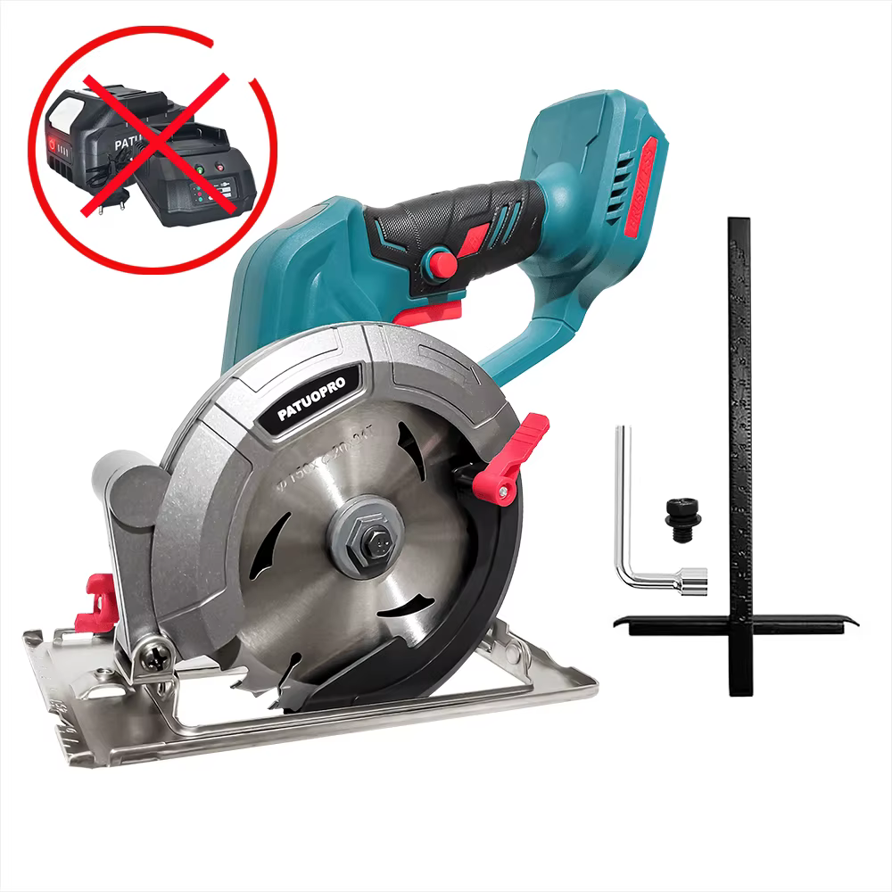 PATUOPRO-Scie circulaire sans balais, scie électrique sans fil domestique, angle réglable pour batte