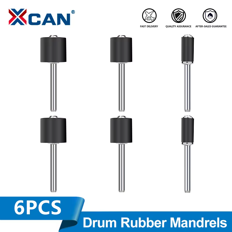XCAN 6 pièces mandrins à tambour en caoutchouc tige de 1/8 pouces pour accessoires Dremel outils rot