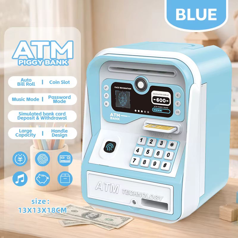 Tirelire ATM interactive avec mot de passe simulé, jouet créatif pour enfants, cadeau de Noël, pour 