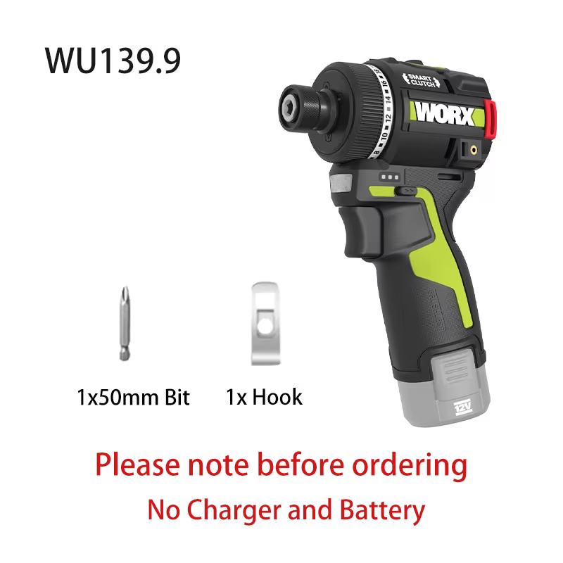 2025 Worx WU139 perceuse sans fil tournevis à percussion électrique sans brosse mandrin en métal Rec