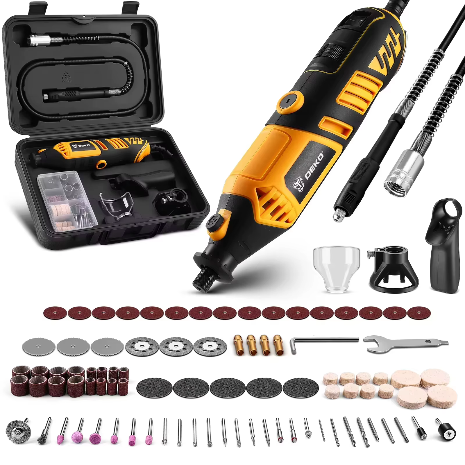 DEKO 220v Kit d'outils rotatifs électriques outils rotatifs à main Mini pour bois/métal, meuleuse él