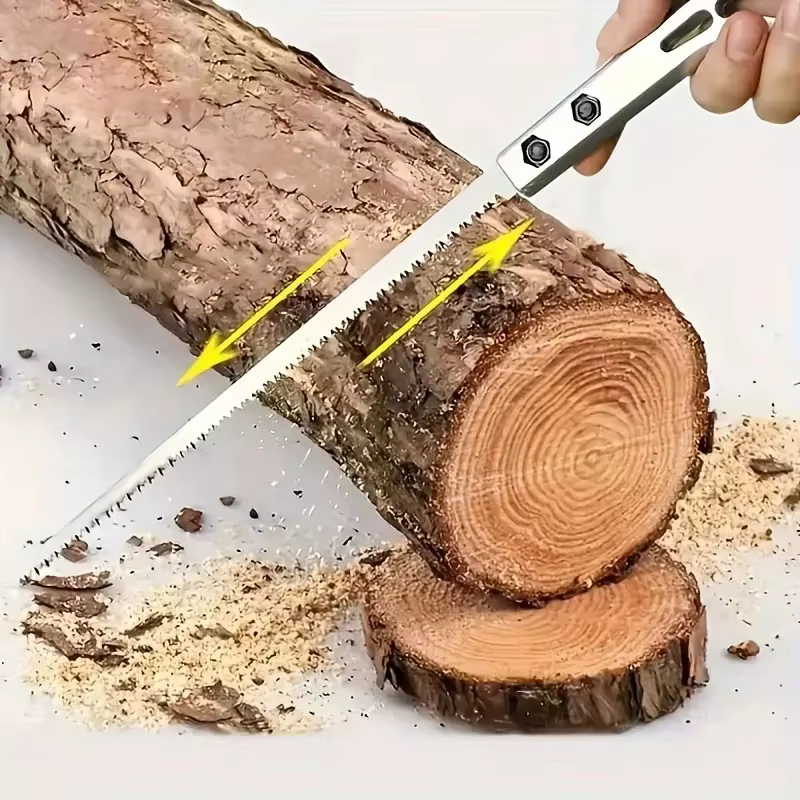 Scie à main pour jardin, outils de scie en acier SK5 avec manche en bois, scie pour le travail du bo