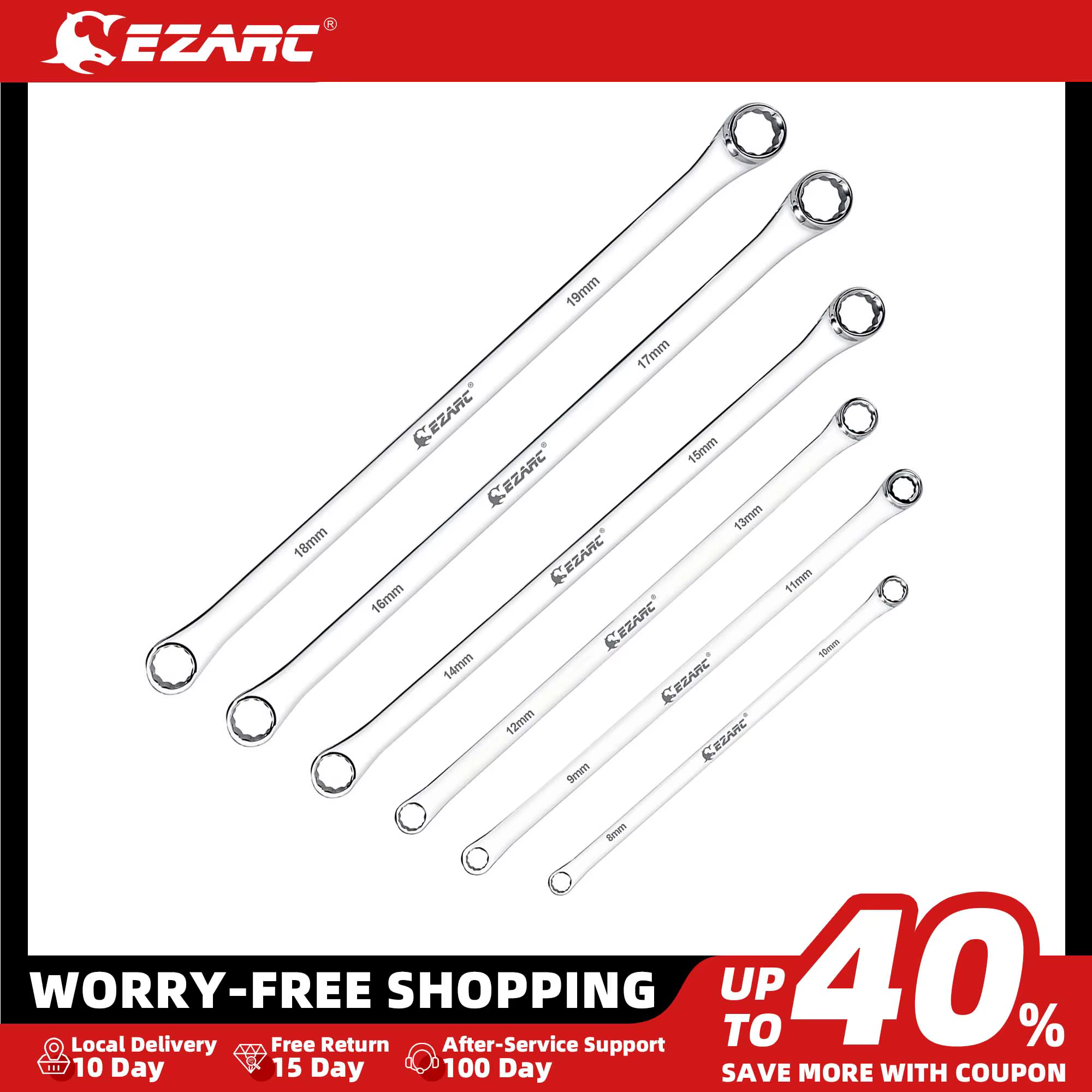 EZARC clé d'extrémité de boîte Extra longue combinaison métrique clé d'aviation Durable CRV 8mm-19mm