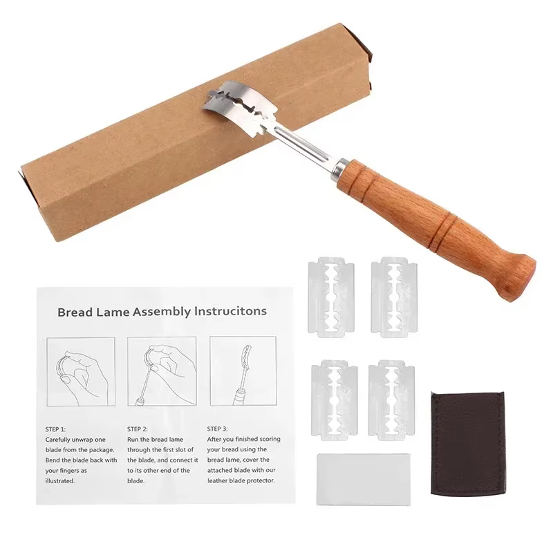 Lame à pain en acier inoxydable avec 5 lames de rechange coupe-pain incurvé pratique coupe-pâtisseri
