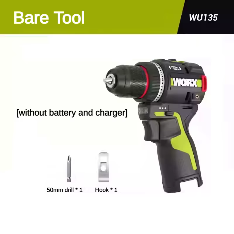 WORX – perceuse électrique sans fil WU135, 12V, 50nm, 1800 tr/min, coupure intelligente, arrêt autom
