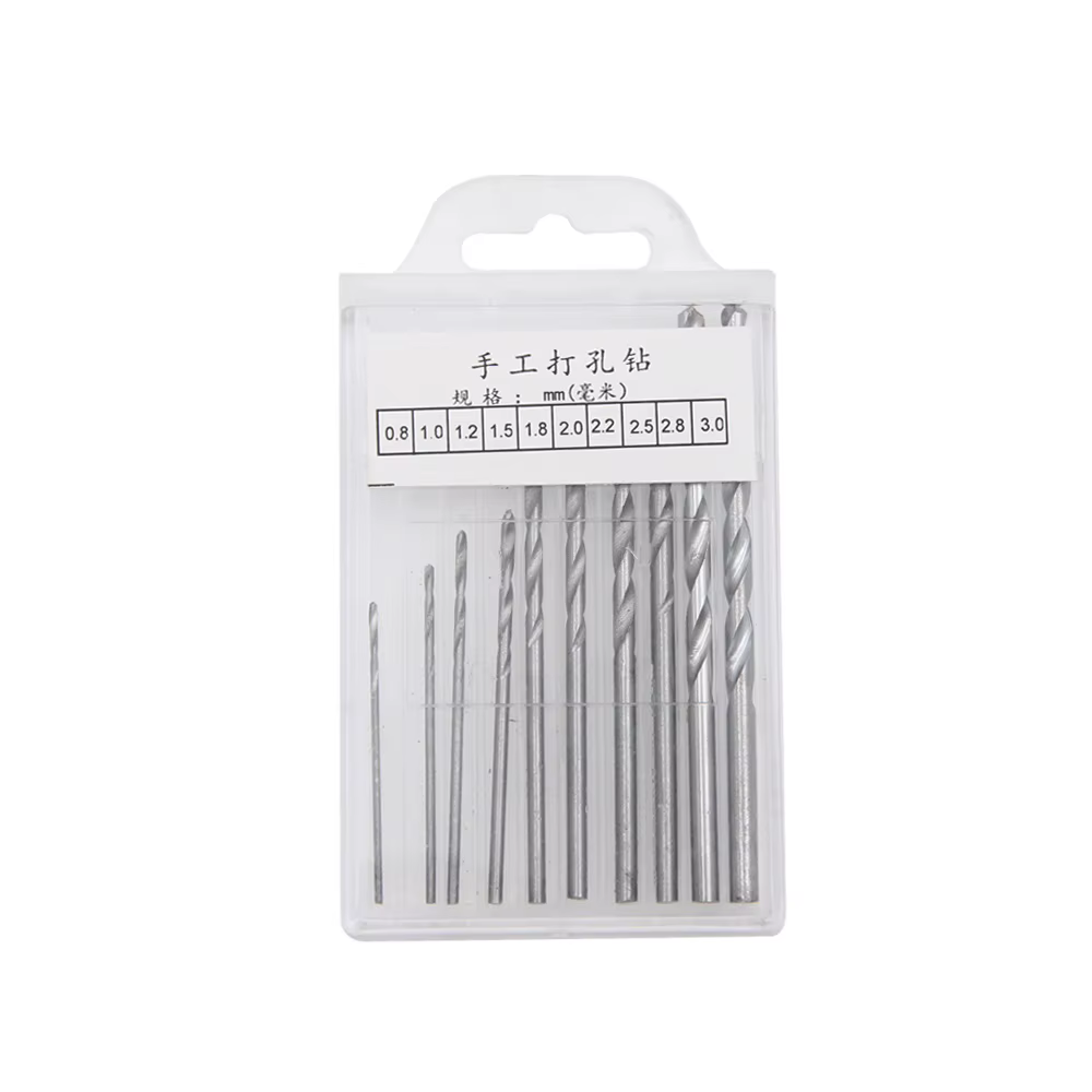 Mini ensemble d'outils avec perceuse hélicoïdale à main noire, 10 pièces, perceuse torsadée pour pât