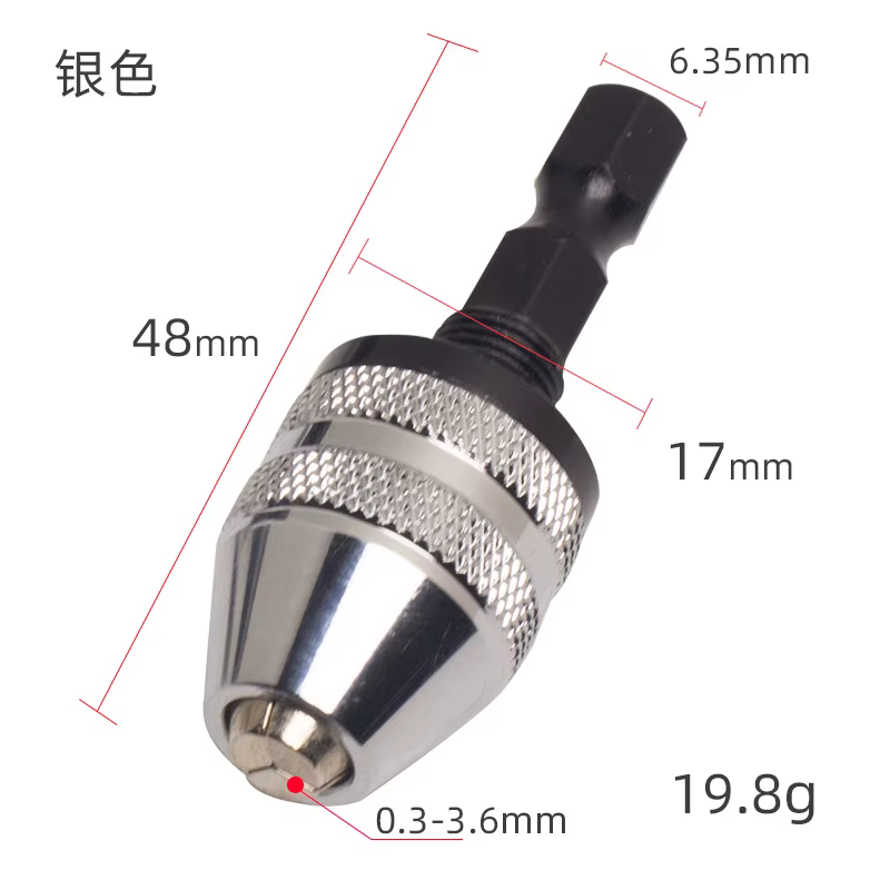 Mandrin de perceuse 0.3mm-6.5mm, adaptateur de pilote d'impact sans clé, tête de tournevis, Micro mo