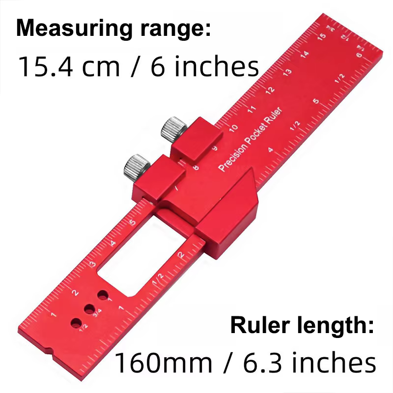 Règle de poche de Type T de précision, outil de mesure métrique en pouces avec arrêt coulissant pour