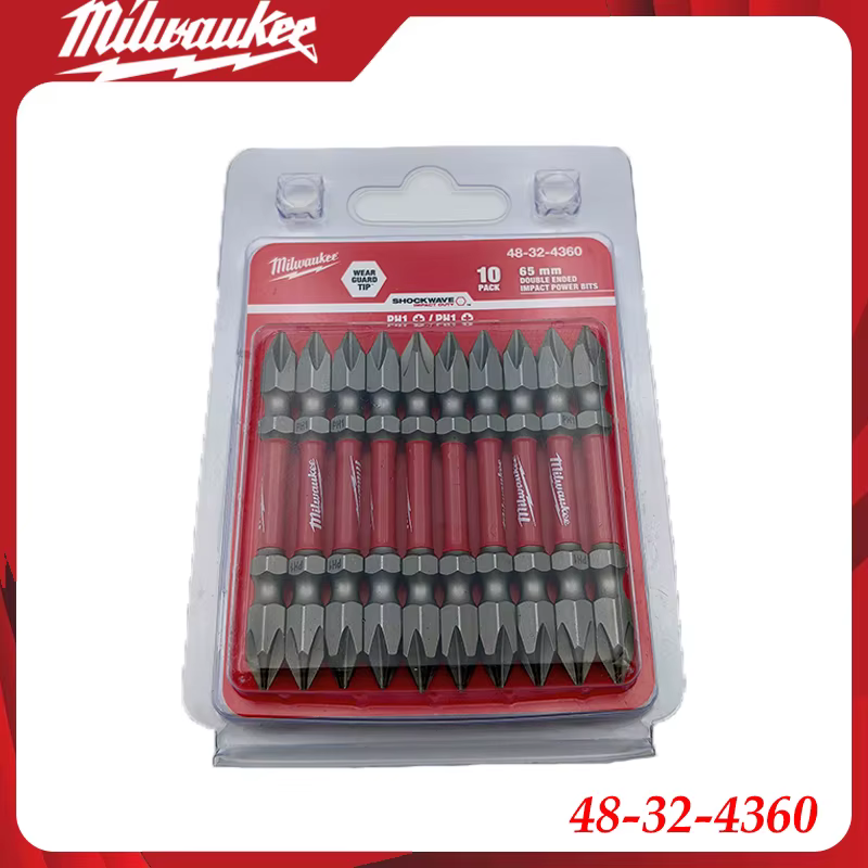 Milwaukee 48-32-436 – embouts de perceuse à percussion PH1, 65mm, paquet de 10, double extrémité, SH